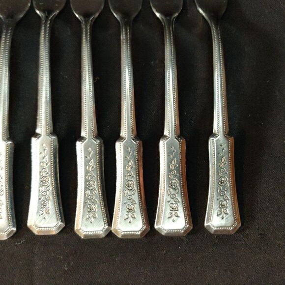 8 Rogers Landscape Hors D'oeuvre Forks Floral Stainless Flatware Korea - Picture 3 of 8